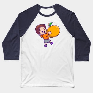 Cute Boy Holding Orange Cartoon Baseball T-Shirt